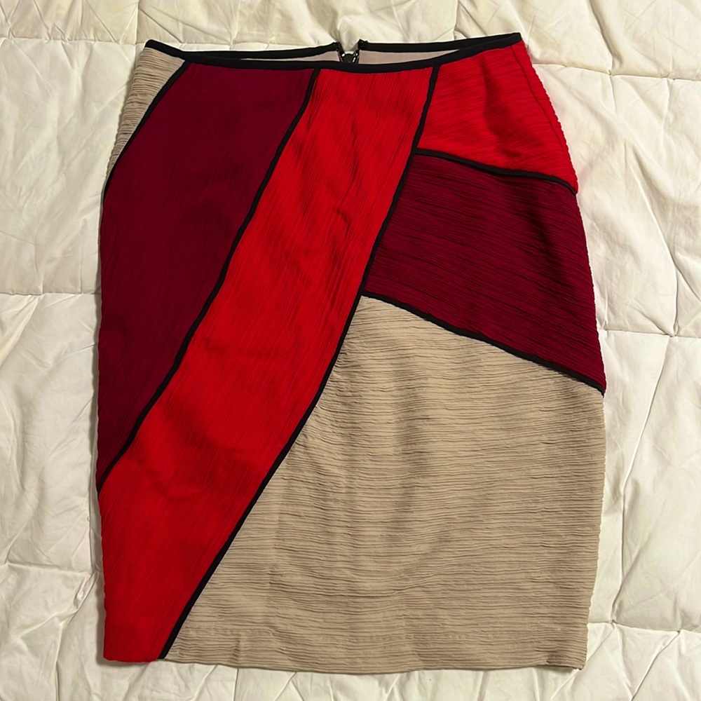 Maeve Geometric Red Color block skirt NEW Size 4